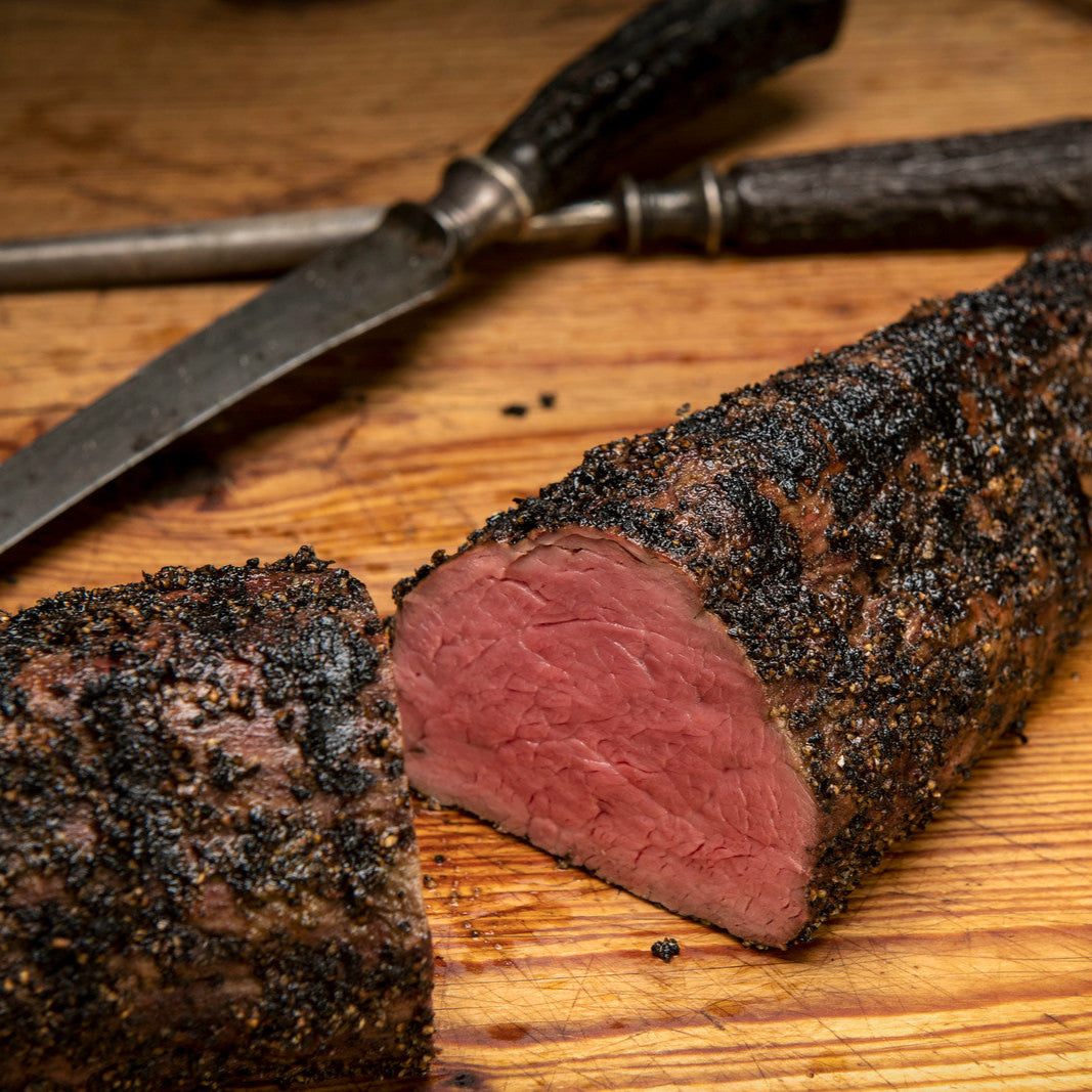 beef by mail, beef tenderloin, smoked beef tenderloin, Texas tenderloin, Perini Ranch Tenderloin, beef tenderloin delivery, black pepper beef tenderloin, peppered tenderloin, best online beef tenderloin, smoked tenderloin online