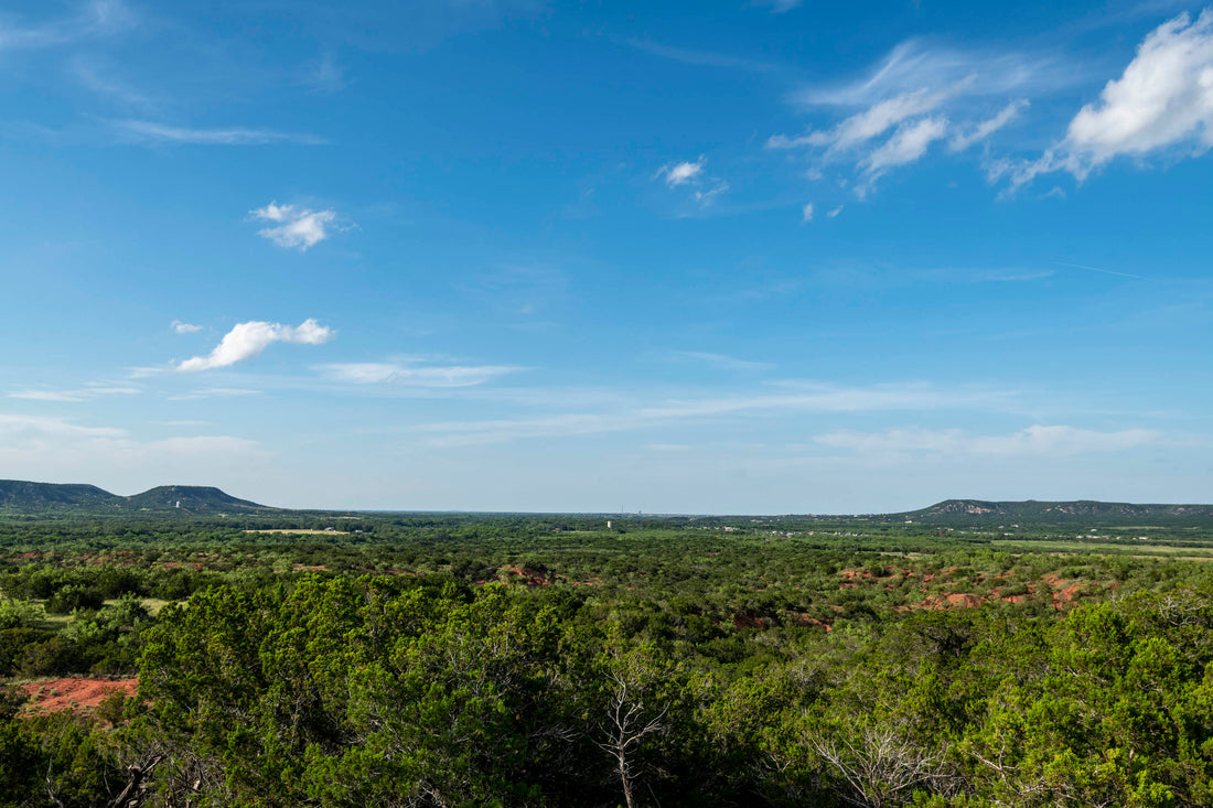 A view of Buffalo Gap, Texas against a beautiful blue sky.  Home of Perini Ranch Steakhouse.