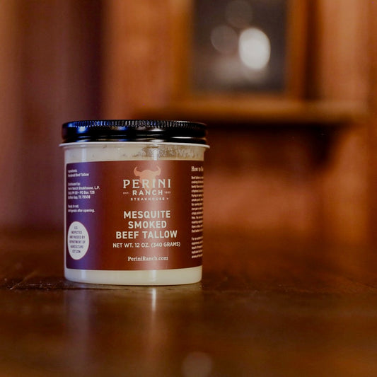 Tom Perini, Perini Ranch Steakhouse, Tallow, Beef Tallow, Certified Angus Beef, Certified Angus Bee Tallow, Mesquite Smoked, Prime Brisket Tallow